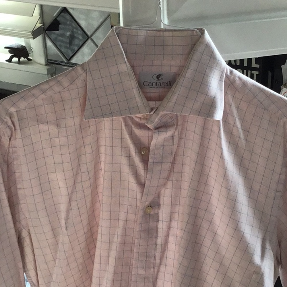 Beautiful pink/white blue dress shirt, dry cleaned